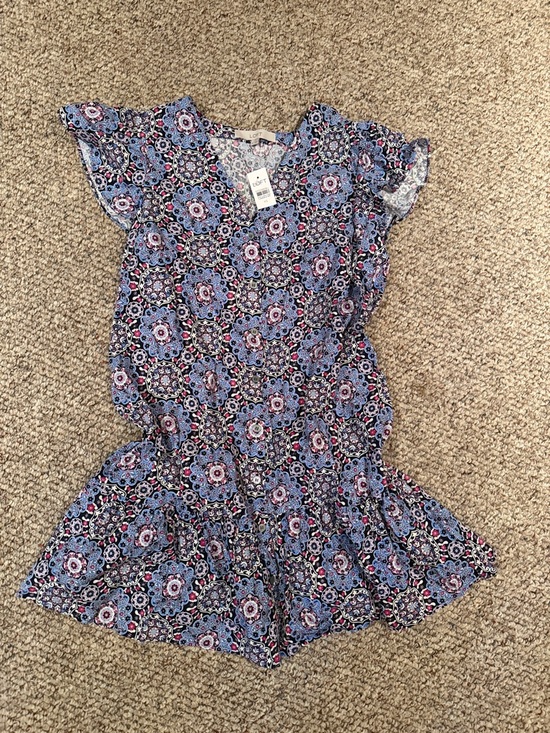 LOFT Dresses & Skirts - LOFT Blue Floral Medallion Mini Dress with Pink Highlights